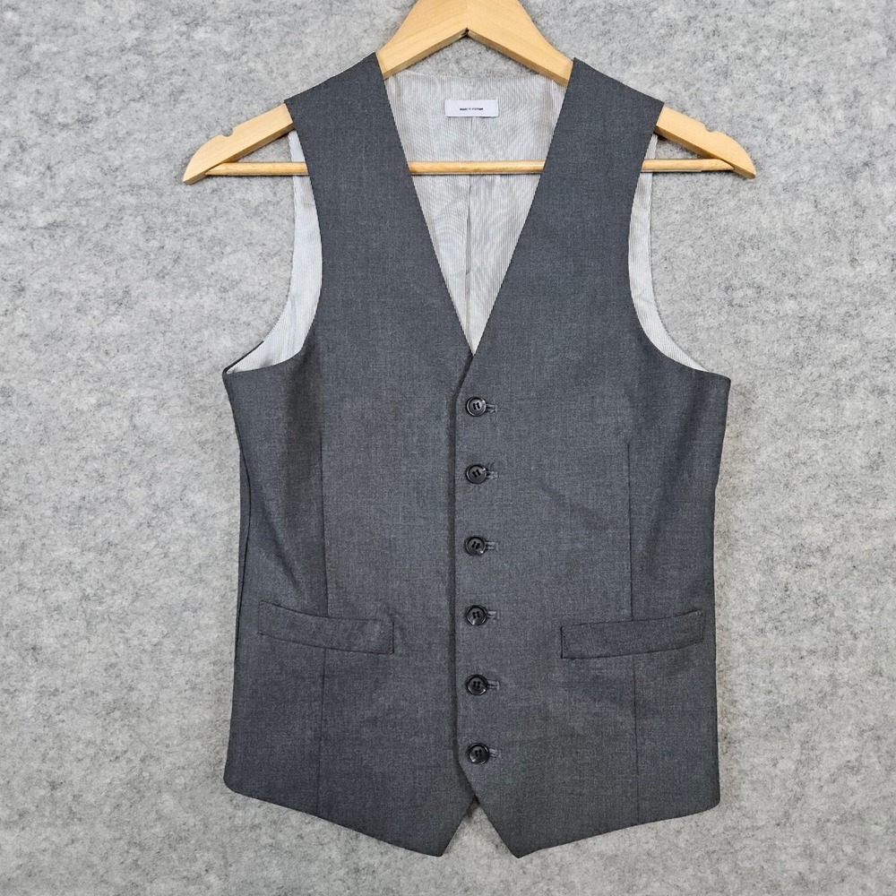 JF J Ferrar Boy's Waistcoat Vest Size XS Slim‎ Fit Dark Gray Poly/Viscose Church